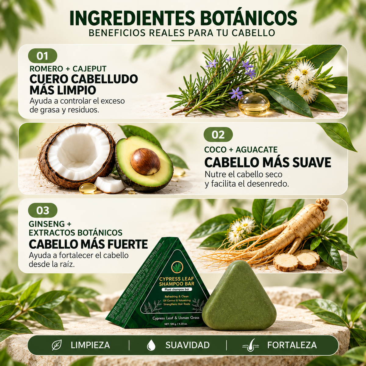 Champú Sólido de Ciprés y Usman