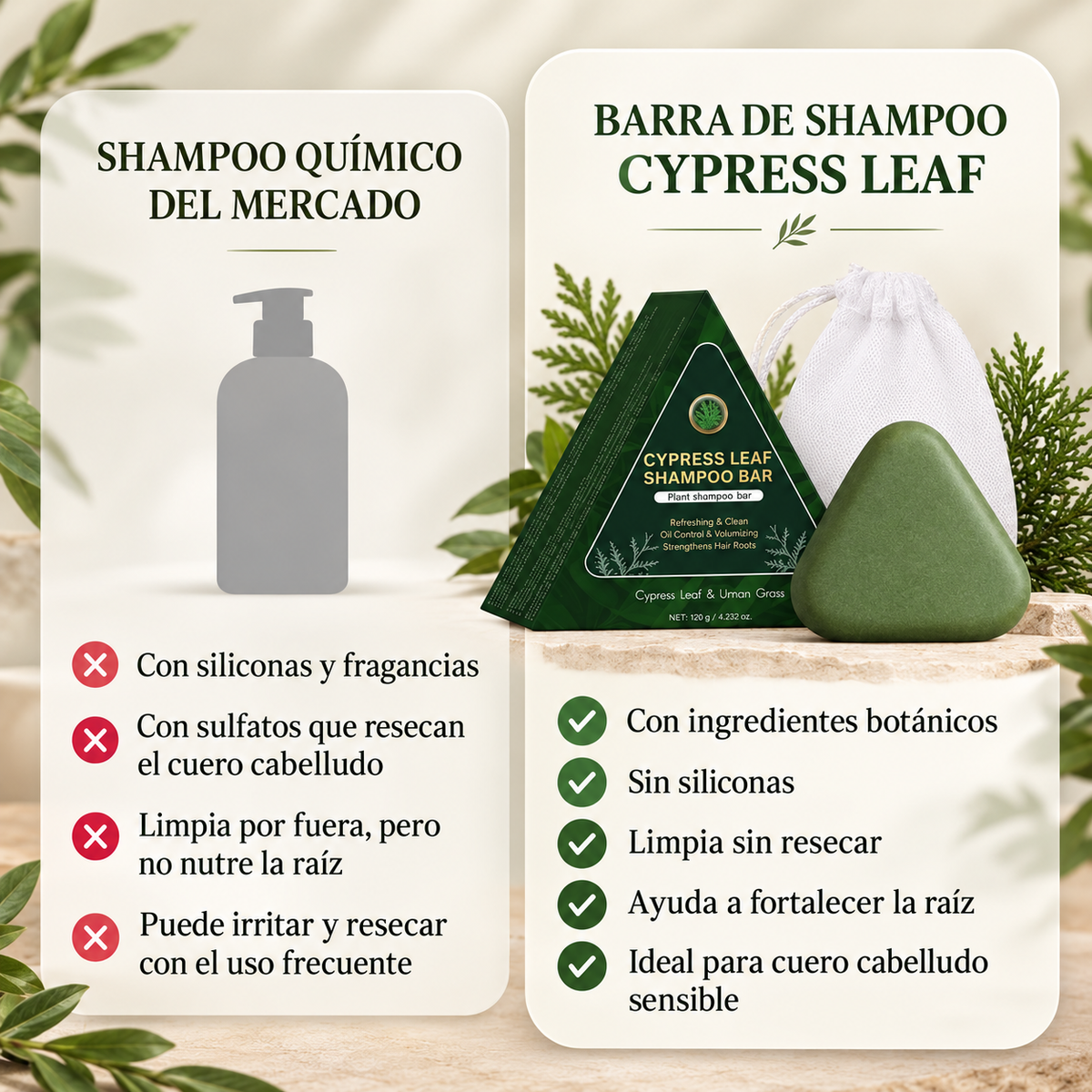 Champú Sólido de Ciprés y Usman